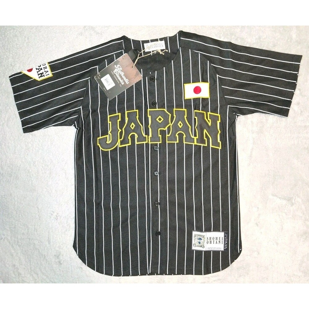 Shohei Ohtani #16 Japan Jersey Black Pinstripe Headgear Classics Small Baseball